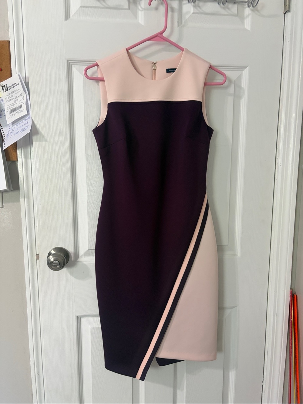 Tommy Hilfiger Blush Pink and Plum Colorblock Midi Dress like new